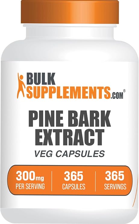 Pine Bark Extract Capsules - Pine Bark Capsules, Antioxidants Supplement - Vegan & Gluten Free, 1 Capsule per Serving (300mg), 365 Count (Pack of 1)