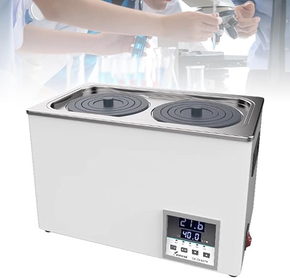 Digital Lab Water Bath, 1/2/4/6/8 Hole Stainless Steel Liner, RT - 99.9C, with Drain Hole + Adjustable Cover + Waterproof Bracket, Anti-Dry Burning Thermostatic Water Bath,2holes