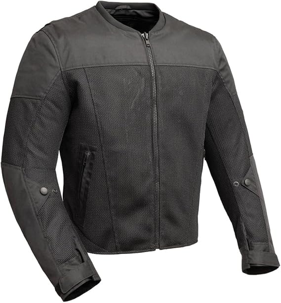 First Mfg Co Mens Motorcycle Cordura Textile Black Jacket Biker Textile Jacket for Men with Zip out Thermal Liner and Armor