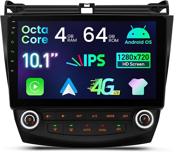 XTRONS 10.1" Android 14 Car Stereo for Honda Accord 7th 2003-2007 (4+64GB)
