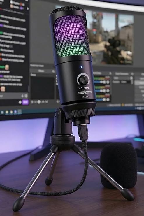 Lastvoice BM350 RGB USB Player and Streamer Microphone (Registration Gaming Tiktok Twitch Live broadcast Discord Youtube)
