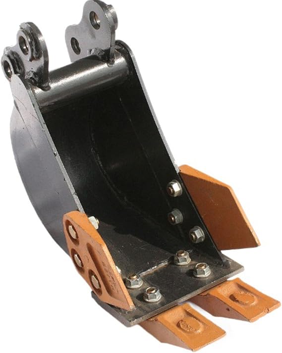 Generic Mini Shovel Bucket, 7.87"/200mm Narrow Excavator Bucket with Metal Teeth and 2 Pins Hole Diameter 0.98" Trench Digger, Fits Mini Shovel Attachment up to 2 Tons