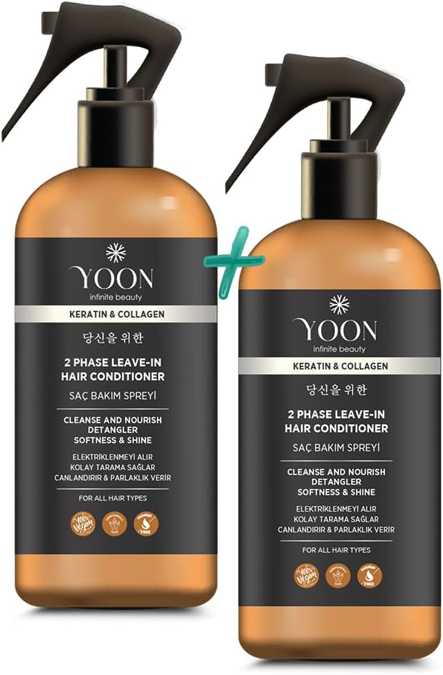 YOON 2 in 1 Hair Spray Containing Collagen & Keratin, Anti-Electricity and Easy Screening Spray, Vegan Hair Care Spray Containing Paraben and Sulfate 250ml