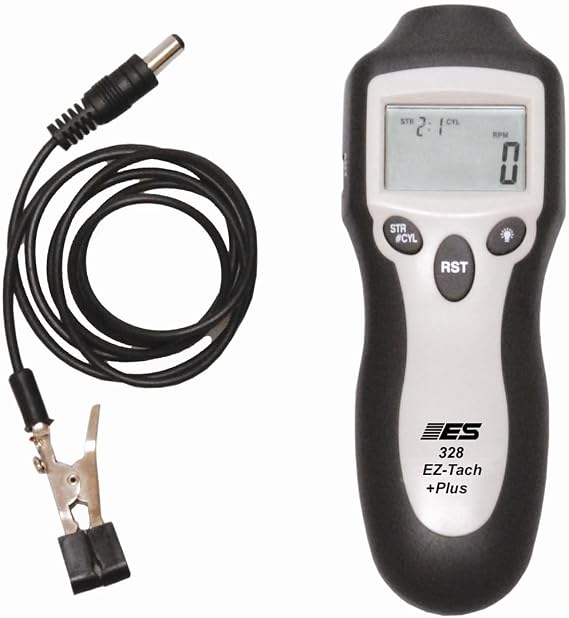 ES Electronic Specialties 328 EZ Tach Plus Digital Tachometer: 0-20000 RPM for 2 & 4 Cycle Motors, Wireless/Inductive Pickup, Backlit LCD, Flashlight, Handheld Meter for Small Engine & Auto Use