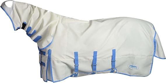WeatherBeeta Sweet Itch Shield Combo Neck, White/Blue, 66"