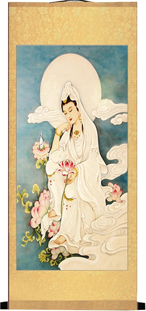 Wall Art, Scroll Painting Feng Shui,Guan Yin/Kwan Yin/Quan Yin Chinese Scroll Wall Hanging Art,Good Luck Decorative Paintings Ornaments,B (Color : OneColor)