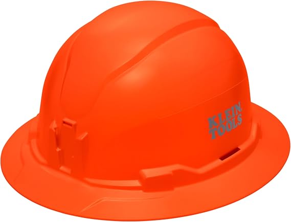 Klein Tools Hard Hat, Non-Vented Full Brim Style, Padded, Self-Wicking Odor-Resistant Sweatband, Tested up to 20kV