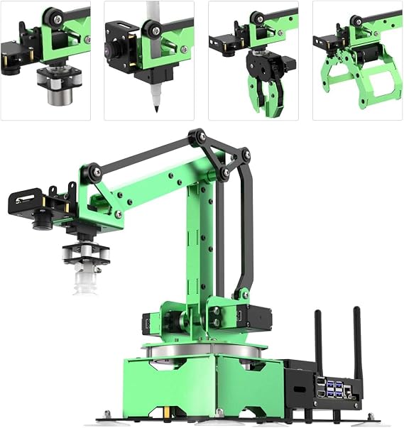LewanSoul JetMax Robotic Arm for Jetson Nano AI Vision ROS Open Source Programmable Robot Arm Kit with 4 Kinds Gripper Camera Sensor Modules Wireless Controller, App/PC Coding Study DIY Robotic