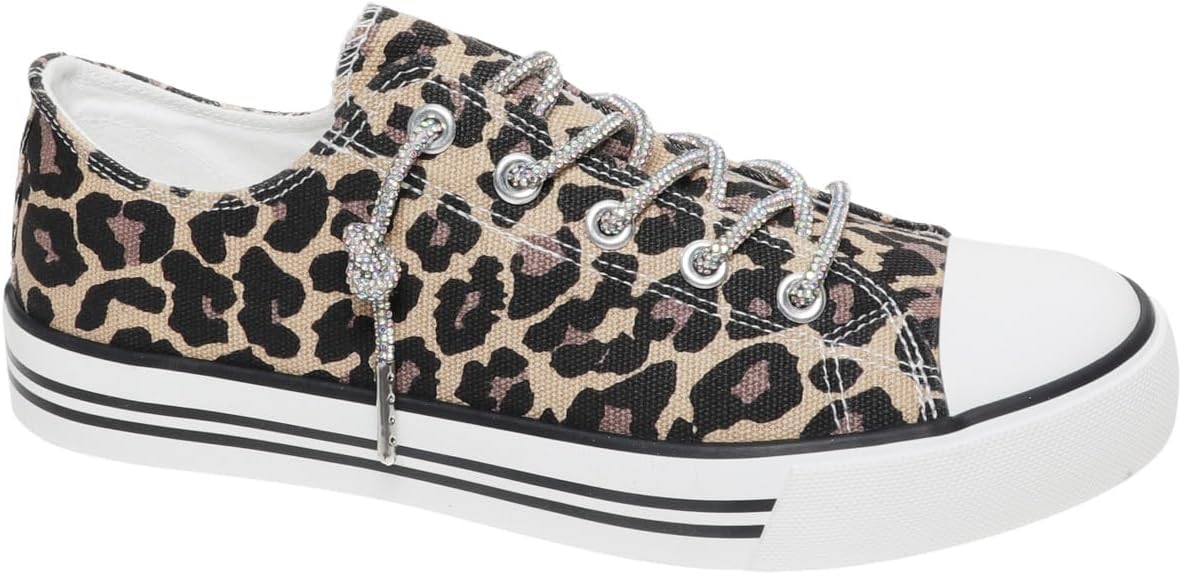 OUTWOODS Womens Logan 8 Canvas Low Top Sneaker with Sparkle Laces