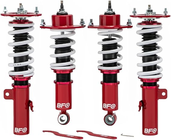 BFO Coilovers for Toyota Corolla E140 2009-2014, Corolla E150 E170 2014-2019, 24 Levels Damper Adjustable Coilovers Suspension Kit, Height Adjustable Shock Absorber Struts, Lowering Kit, Red