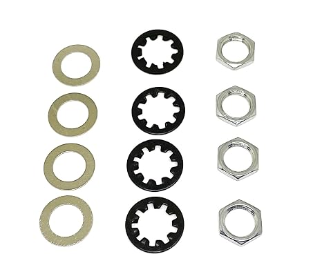 Guitar Nuts Washers Lock Washers for US Thread CTS Potentiometer Jacks Replacement Parts (Pack of 4 Sets)