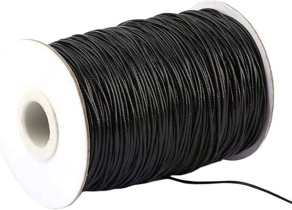 1mm 175 Yards Waxed Cord for Jewelry Making,Black Polyester Beading Thread for Braiding Bracelets and Necklaces Crafts