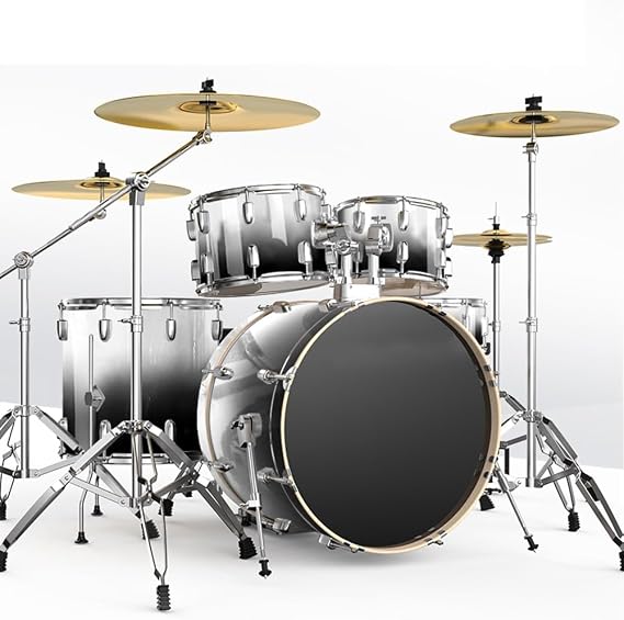 Professional Percussion Instrument Full Size Adult Drum Set 5-Piece Drum Set with Cymbal Stands, Stool, Drum Pedal, Sticks(D)
