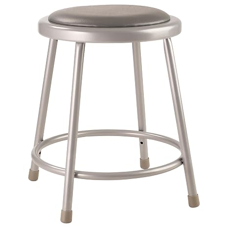 National Public Seating 6418 Steel Stool with 18" Vinyl Upholstered Seat, Grey