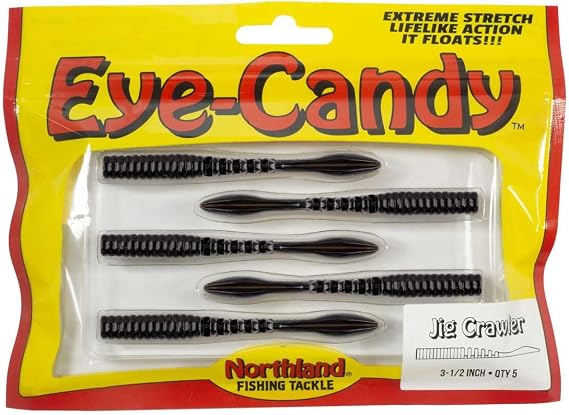 Northland Tackle Eye Candy Jig Crawler Floating 3.5" Soft Plastic Fishing Lure for Walleye Fishing, 12 Realistic Colors, 5 Baits Per Pack