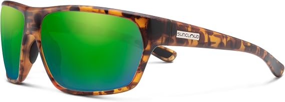 Suncloud Boone Polarized Sunglasses 100% UV Protection Comfortable Fit, Trendy Design for Men & Women Matte Tortoise + Polarized Green Mirror Lenses