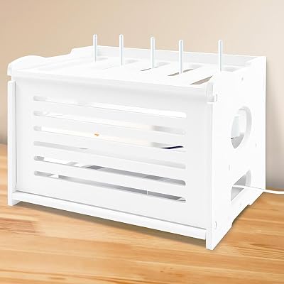 Upgrade Router Shelf Storage, Networking Router Stand, Freestand & Wall Mounted Router Storage Box, Modem Cable Box Shelf, Router Cover Organized Shelf, Power Strip Cable Management Hider Rack