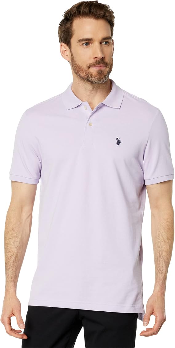 U.S. Polo Assn. Men's Classic Polo Shirt, Two-Button Closure Pique Polo Shirt, Summer Fashion Golf Shirt