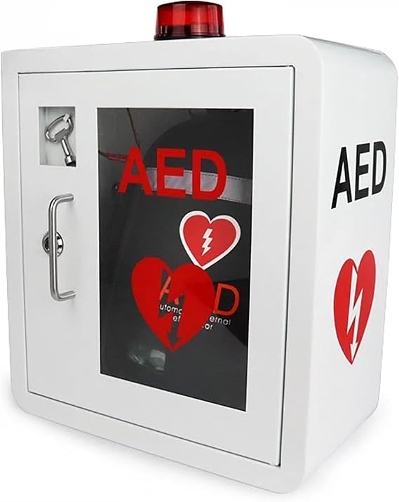 AED Cabinet,AED Defibrillator Cabinet, Defibrillator Storage Box With Light And Alarm, Wall-mounted Plastic Cardiac Defibrillation Alarm Box For Office, Nursing