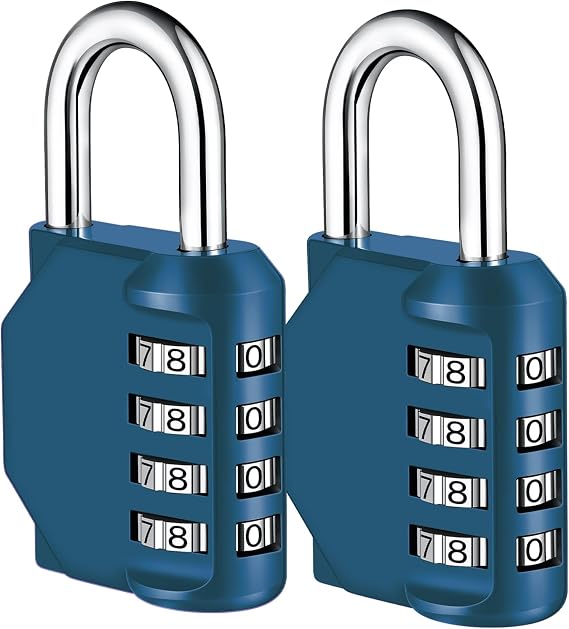 NAGE Padlocks with Code, Locker Padlocks 4 Digit (2P, Peacock Blue)