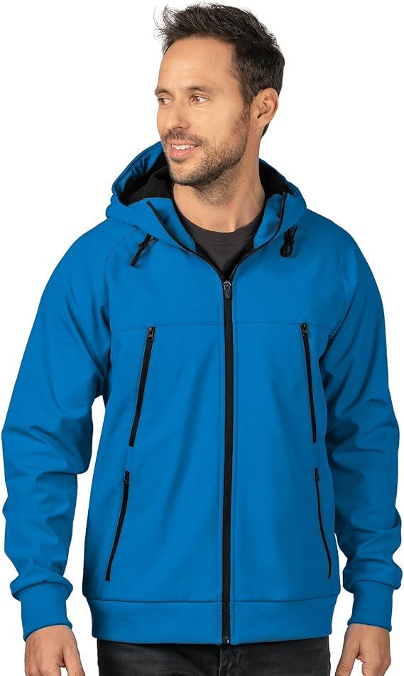 AFC Men's Soft Shell Hooded Jacket Microfleece Lining Blue Coat 3x & 4x Only