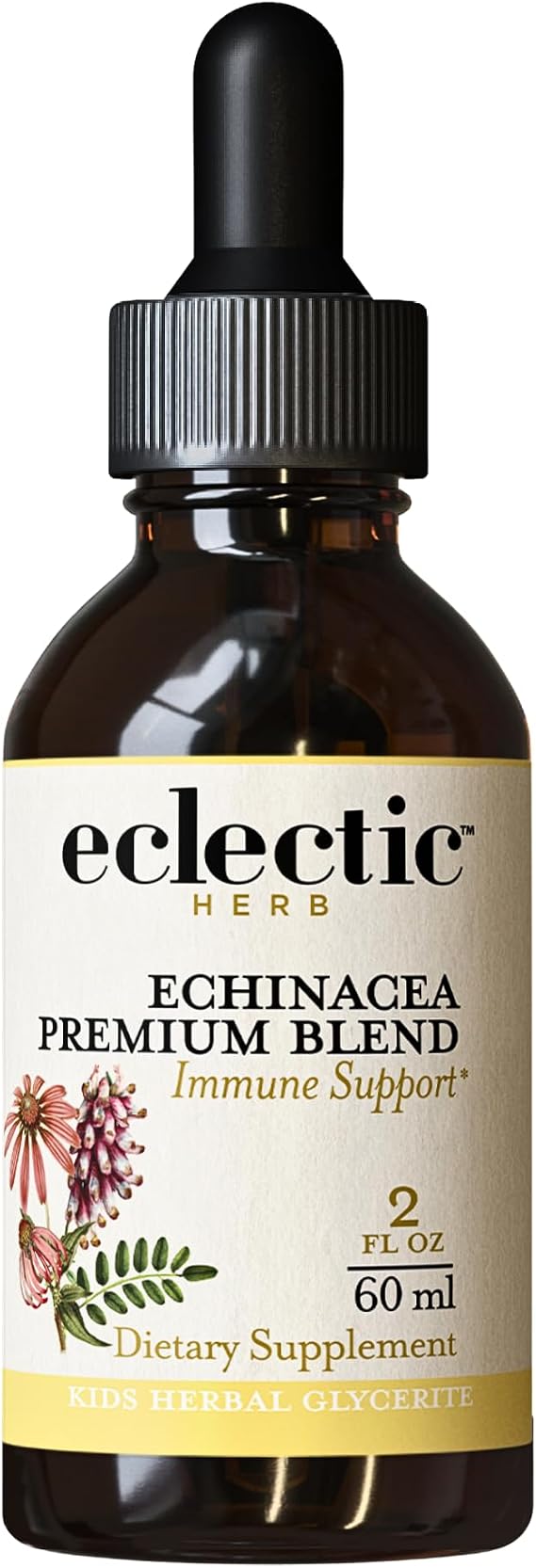 Eclectic Herb - Echinacea Premium Blend for Kids Liquid Drops | Seasonal Immune Support | Vegan, Non-GMO, Gluten Free, Alcohol-Free (2 fl oz | 60 ml)