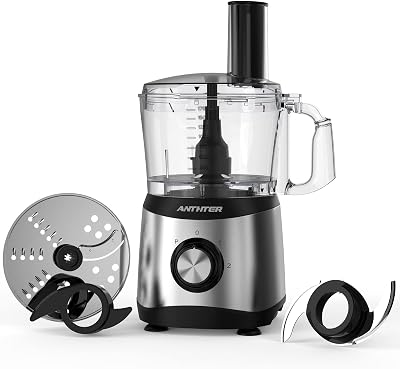 Anthter CY-367 Food Processor & Vegetable Chopper for Slicing, Shredding, Chopping, Dough and Purees, 7 Processor Cups, 600W,Stainless Steel