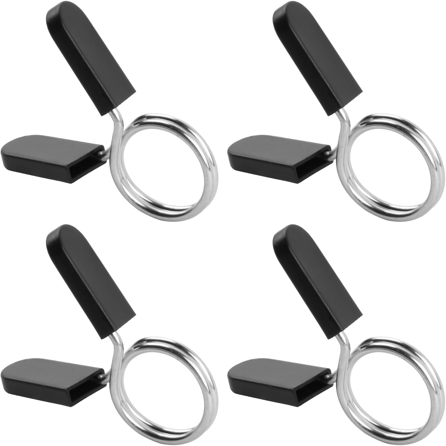 4 Pcs Spring Collar Clips, 25mm1" Weight Clips for Olympic Bars, Dumbbell Barbell Clamps Collars, Dumbbell Lock Clips, Barbell Clips Collars for Weightlifting Gym Fitness Olympic Weight Bar Clips