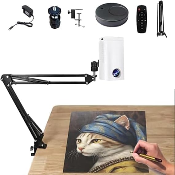 Smart Projector for Tracing, Drawing & Painting, Desktop Wall Canvas Projection with Remote Control, Adjustable Size & Angle Drawing Tool