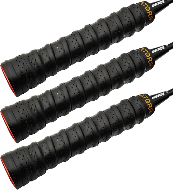 Tennis Grip Tacky Tennis Racket Grip Tape Absorbent Anti-Slip Overgrip for Tennis Badminton Pickleball Racquet Handle Grip with Damping Ridges Overgrips (Black)
