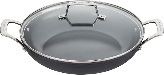 Le Creuset Essential Non-stick Ceramic Shallow Braiser w/Glass Lid,3.9 qt.