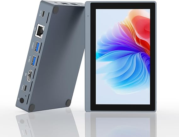 Mini Computer PC Mini Computer Decoration with Touchscreen Display 5.5 Inch Mini-PC Desktop Celeron N5095 Windows 11 Pro 8GB RAM 128GB ROM Dual Display Output 4K @ 60Hz HDMI2.0 Type-C WiFi 5.0