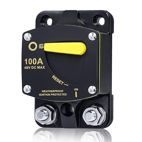 Car Circuit Breaker Car Circuit Breaker DC 12 V - 48 V Automatic Fuse Holder 100 A with Manual Reset Car Fuse for Motor Car Boat