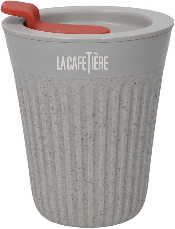 La Cafetière 'The Beanie' Reusable Coffee Cup, Insulated Travel Cup with Comfortable Grip and Leak Proof, 9% Recycled Coffee Husk, 225ml