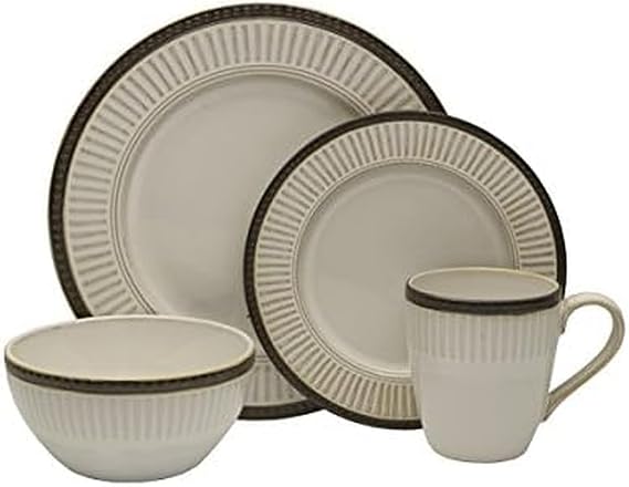 Pfaltzgraff Promenade Column 16-Piece Stoneware Dinnerware Set, Service for 4