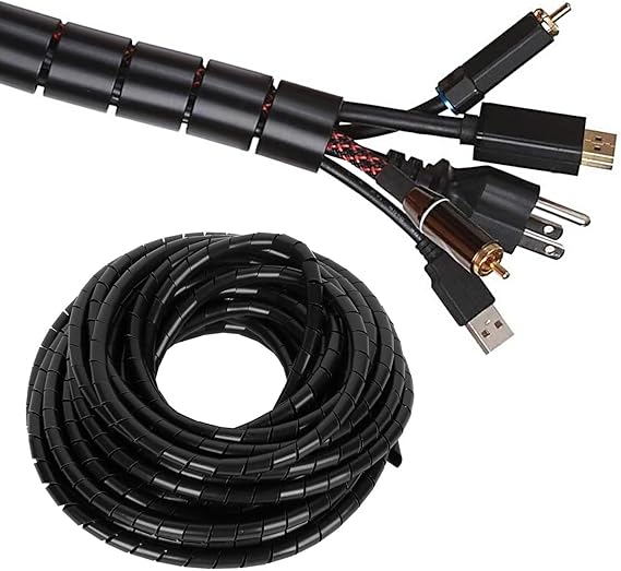 Spiral Cable wrap, 68FT Wire wrap,1/4 inch Spiral Cable Wraps for Cords Covers Bundle Sleeve Hose for Computer, Power,PC, Audio & Video Electrical Wire Organizer RoHS Black
