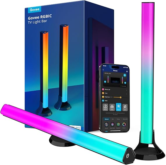 Govee RGBIC Light Bars, 15 Inches WiFi TV Lights for 45-70 inch TVs, Black