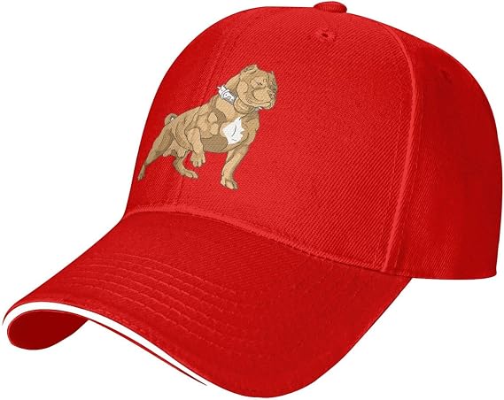 American Bully Casual Sandwich Baseball Cap - Breathable Adjustable Unisex Dad Hat Red