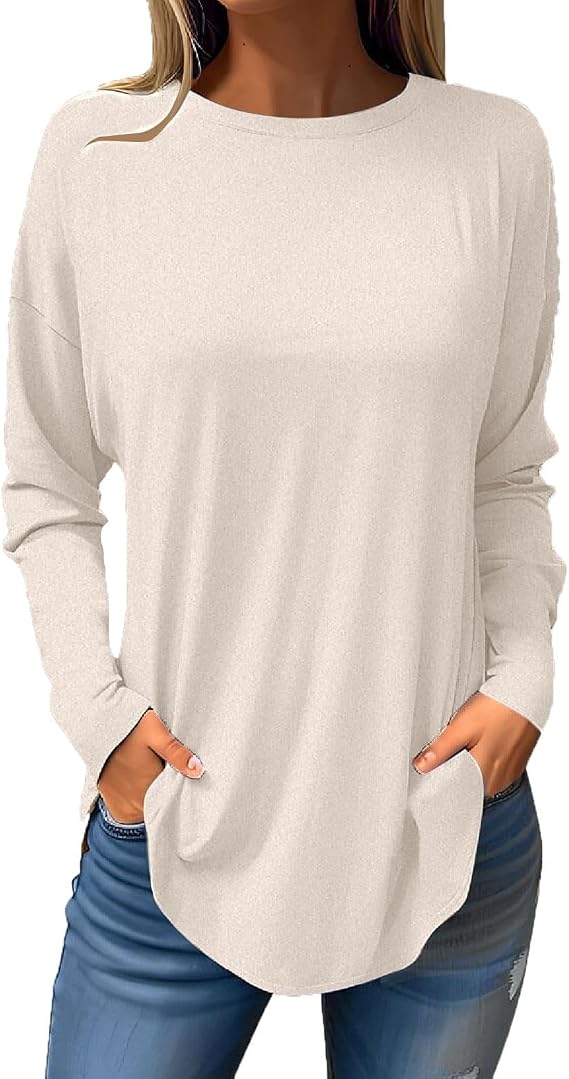 Ceboyel Women's Long Sleeve Tops 2023 Dressy Causal Shirts Tees Trendy Going Out Blouse Tunics Cute Fall Ladies Clothing 2023