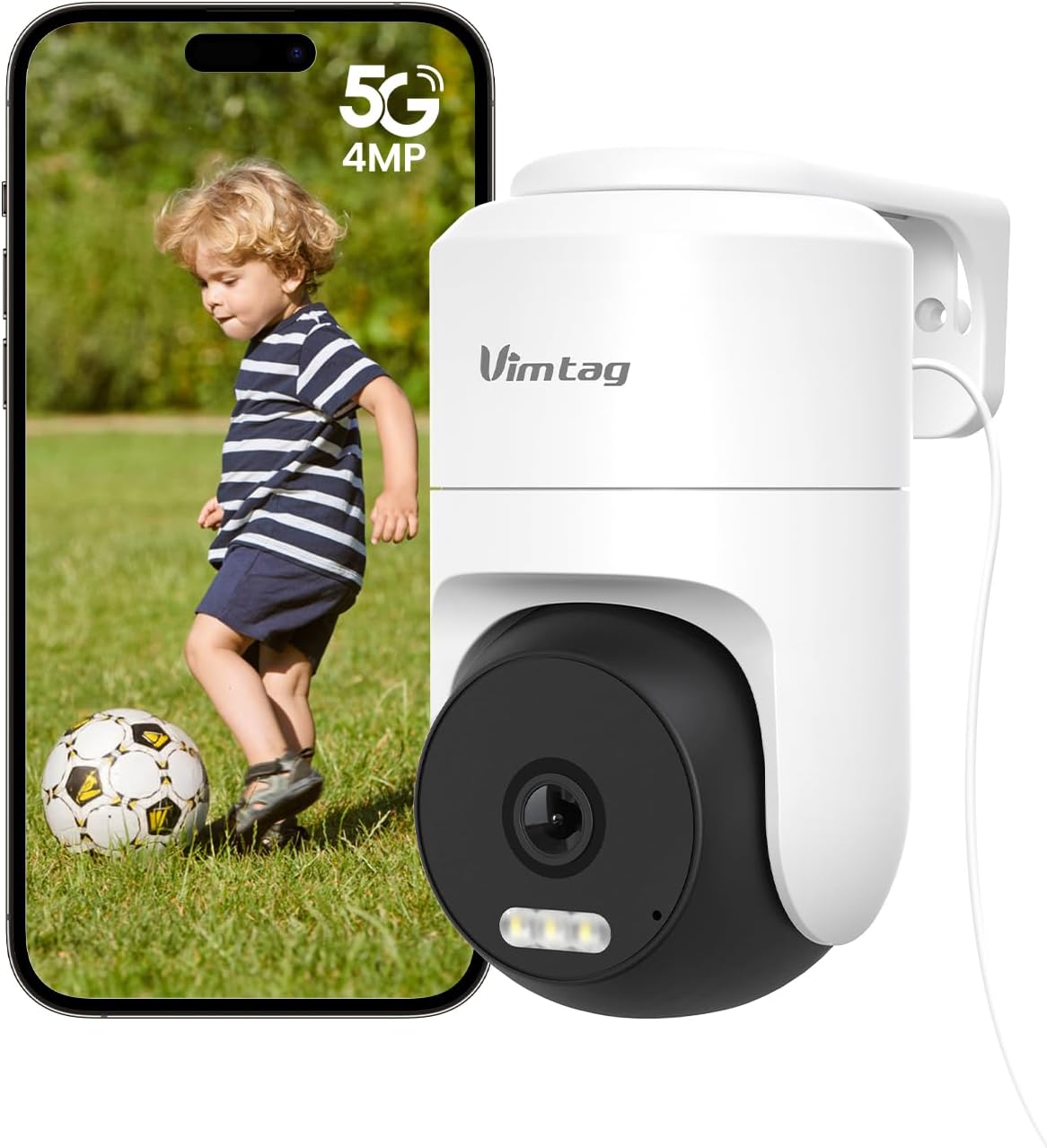 VIMTAG 2.5K Security Camera Outdoor, 360° View Outdoor Cameras for Home Security, Auto-Tracking, Smart Detection & Alerts, Color Night Vision with Spotlight, 5G2.4G WiFi, Waterproof, SD CardCloud