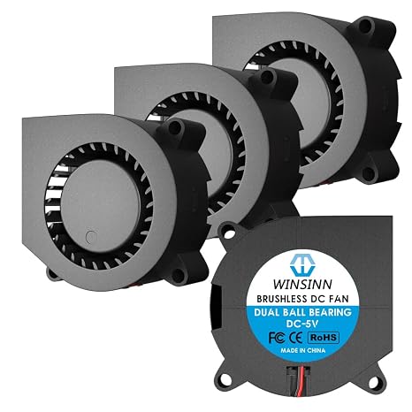 WINSINN 40mm Blower Fan 5V, 3D Printer Micro 5 Volt Fans Blower 4020 Dual Ball Bearings, 40mmx20mm 2PIN (Pack of 4Pcs)