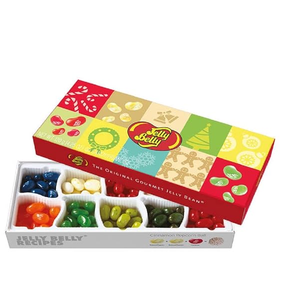 Christmas Box filled with 10 Jelly Belly Jelly Bean Flavors