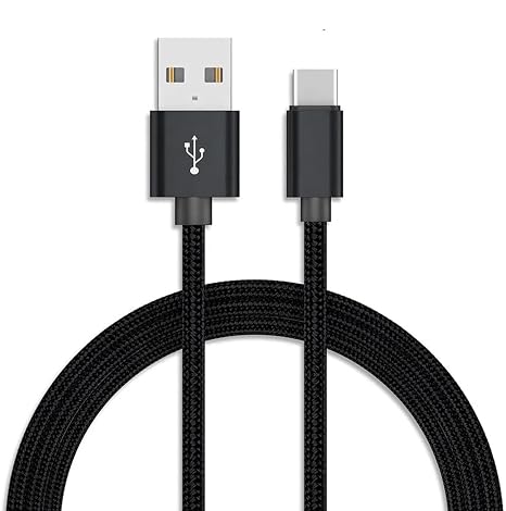 Braided USB Cable Charging Cord/Charger Power Lead Wire Compatible with Vivo TWS Neo Earpods/Black / (1m / 3.3ft)