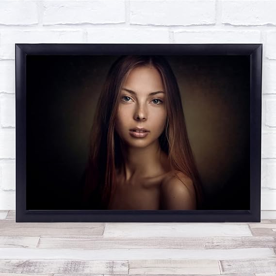 Fingerprint Designs Beautiful woman Topless straight hair pose Wall Art Print
