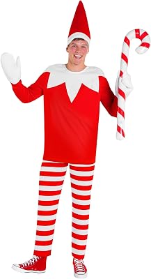 Morph Elf Costume Men Adult Christmas Elf Costume for Men Santa Helper Outfit Holiday Christmas Costumes for Adults