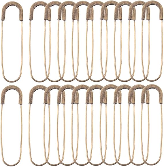 Large Safety Pins Sewing Pins - 7 Color 80mm Metal pins Giant Jumbo Safety Pins for for Clothing Apparel Accessories DIY Sewing (Bronze 20pcs)