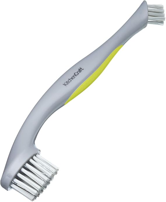 KitchenCraft 2-in-1 Scrubbing Brush with Handle, Plastic, Grey, 28 cm