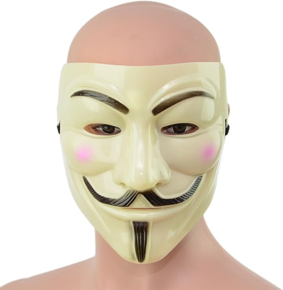 SHATCHI 4Pcs V for Vendetta Mask Anonymous Guy Fawkes Halloween Masquerade Unisex-Adult Brown One Size
