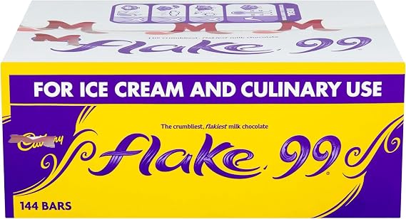 CUD Flake 99 Milk Chocolate Bars (Box of 144 Bars), Premium Chocolate Flakes for Ice Cream Toppings, Desserts, Sundaes & Milkshakes