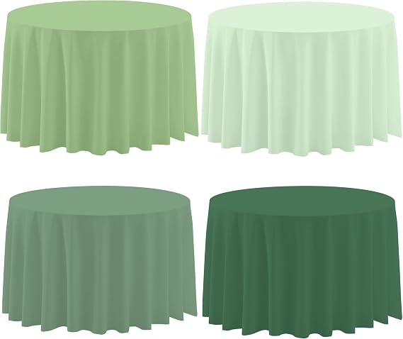4 Pack Sage Green Round Plastic Tablecloths Disposable